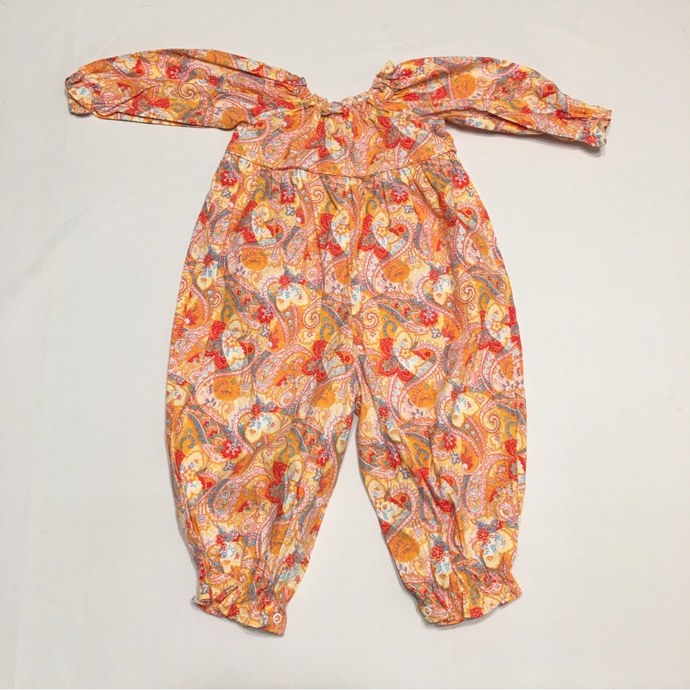 Little English Orange Paisley Long Sleeve Romper Size 18 Months